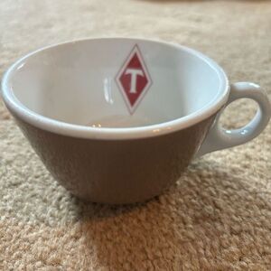 Jackson China Brown Cup With T In Red Diamond